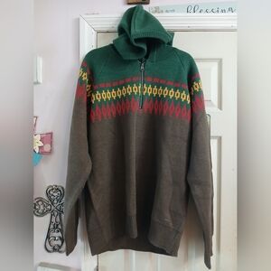 Buffalo David Britton Size  XxL  30% Wool  Acrylic Hooded Sweater 1/4 Zip 2